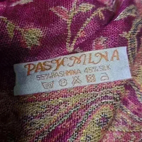 Pashima Reversible Scarf Wine&Gold - Picture 4 of 6